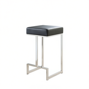Black Upholstered Counter Height <b>Dining</b> <b>Stool</b> Modern Chrome Frame Home Furniture - Product Image 1