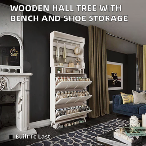 Mueble <span class=keywords><strong>de</strong></span> Entrada Moderno para Pasillo, Perchero <span class=keywords><strong>de</strong></span> Madera <span class=keywords><strong>de</strong></span> 39.4'' <span class=keywords><strong>de</strong></span> Ancho con <span class=keywords><strong>Banco</strong></span> y Almacenamiento para Zapatos, <span class=keywords><strong>Precio</strong></span> <span class=keywords><strong>de</strong></span> Mayoreo - Product Image 2