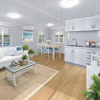 Maisons conteneurs modulaires préfabriquées en acier extensibles de 80 m² avec 4 salles de bain, cuisine et 2 étages, type château duplex résidentiel intelligent