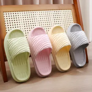 Spring And Summer New Thick Soled Slippers Solid Color Corrugated Light Simple Home Outdoor Soft Sole Non-slip EVA Slippers
