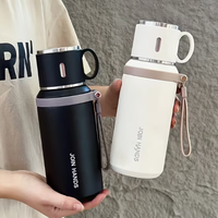 Botol Vakum Stainless Steel Bebas BPA Kapasitas Besar 30oz Tutup 2-in-1 Termos Portabel Dua Fungsi Minum Tahan Panas 6-12 Jam