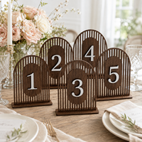 Plaque de numéro de table rétro en bois ajouré pour mariage, banquet, hôtel, double face