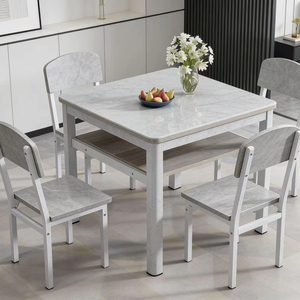 Offre Spéciale : Ensemble Table et Chaises Carrées en Verre Étanche pour Usage Familial, Quotidien, Hôtelier, Appartement et Café - Product Image 1