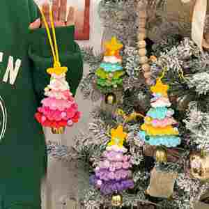 Adorno Navideño de Campana con Diseño de Dopamina, de Hilo Tejido Colorido y Felpa Suave, Colgante para Árbol y Coche, Llavero Hecho a Mano, Accesorio Festivo - Product Image 5