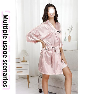 Accappatoi Personalizzati per Clienti di Saloni, LOGO Personalizzato, in Raso di Seta, Leggeri, Morbidi, Neri, Rosa, Kimono per Parrucchieri e Centri Estetici - Product Image 5