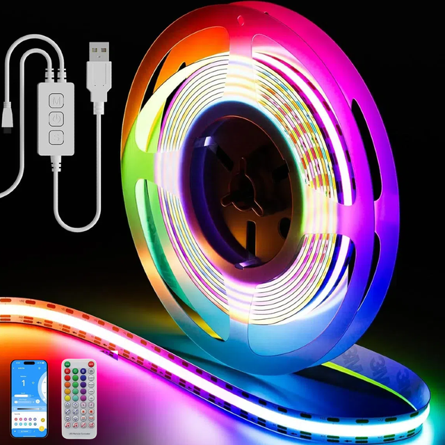 Smart Cob LED Strip 24v Light CCT Tunable RGB/RGBW/RGBCW/RGBIC WS2811 100m 12v/5v 3000K4000K