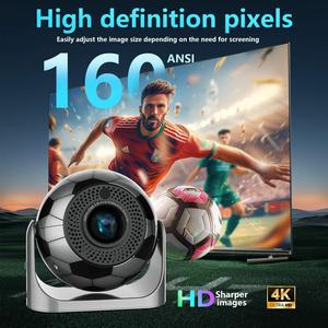 Projecteur LCD LED de poche JY360 à courte focale, 160 lumens ANSI, 720p natif, 4K max, Android 13 intégré, 3D, projecteur portable pour la maison - Product Image 1
