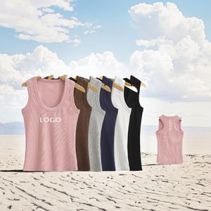 Débardeur micro-côtelé personnalisé CNSHELL pour femme, en coton de haute qualité, col carré, respirant, écologique, sans manches, pour l'entraînement - Product Image 2