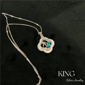 Collier en argent S925 avec perle, style fenêtre fleurie, pour un usage quotidien, unisexe, de la marque King Silver Jewelry - Product Image 3
