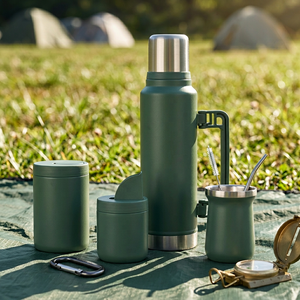 Bouteille isotherme classique à double paroi en acier inoxydable, tasse à yerba, pots à thé avec paille pour kit de maté argentin - Product Image 5