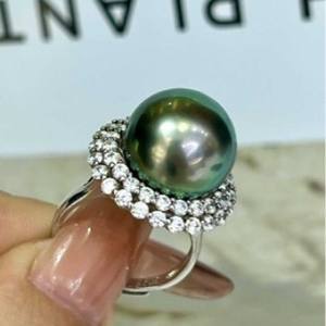 แหวนมุกดำตาฮิติระดับไฮเอนด์พร้อมเงิน S925 ขนาด 14-15 มม. พร้อมกล่องของขวัญสำหรับเดินทาง - Product Image 5