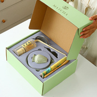 Ensemble de thé matcha en céramique vert personnalisable OEM avec chawan à bec verseur et fouet en bambou