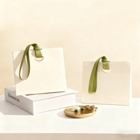 Sacs en papier d'art recyclables de luxe ESENTRA pour montres, cosmétiques, vêtements, avec poignée en ruban Flexiloop, estampage à chaud personnalisé