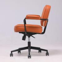 Chaise de bureau exécutive rétro vintage avec dossier capitonné, pivotante, hauteur réglable, base en acier pour usage professionnel et études