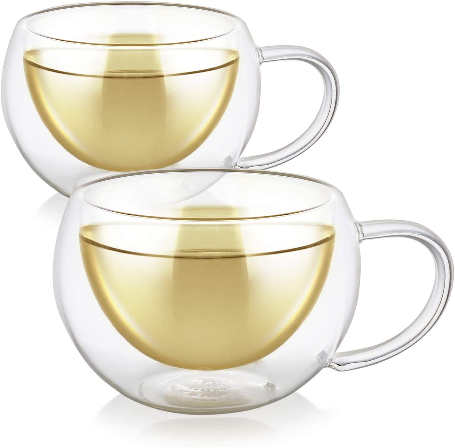 Modern Classic Insulated Cups 6 oz / 200 ml Set of 2 Double Walled Glass Cups for Tea or Coffee