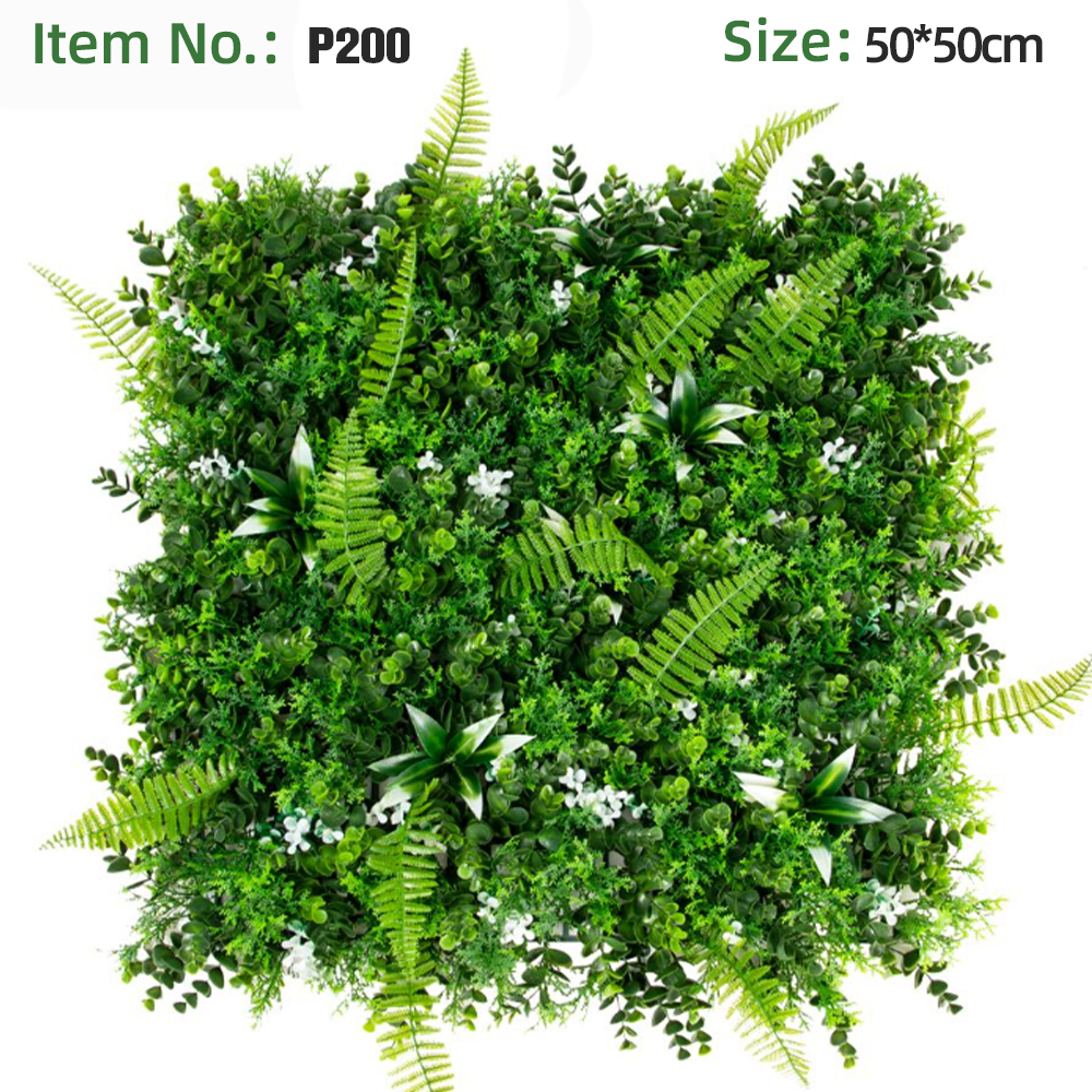Artificial Hedge Panel With Ferns & Tiny White Flowers