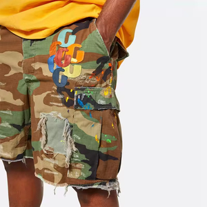 <strong>High</strong> Quality Elastic <strong>Waist</strong> <strong>Jean</strong> <strong>Shorts</strong> Men Manufacturer Custom logo Distressed <strong>Shorts</strong> Denim Camo <strong>Shorts</strong> - Product Image 3