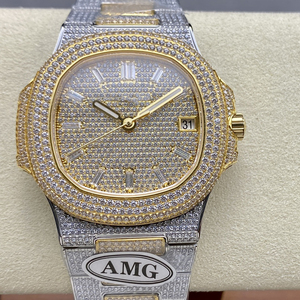 Boîtier de montre de luxe entièrement serti de pierres, or 18 carats personnalisé avec moissanite, montres ultra-minces pour un style intégré - Product Image 4