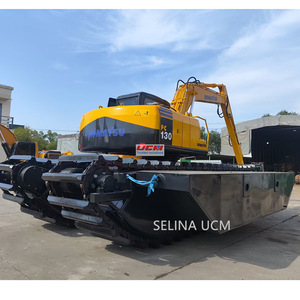 Pelleteuse amphibie d'occasion CAT <span class=keywords><strong>320</strong></span>, CAT 320C 320CL 320D 320D2 Pelleteuse, machine de dragage de sable fluvial Pontoon Côtés de bateaux - Product Image 1