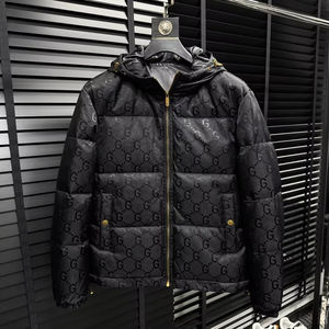 Vêtements Européens Haut de Gamme Mode Casual Quotidienne Veste en Duvet de Canard de Qualité pour Hommes Jacquard à Lettres à Capuche Luxe Léger - Product Image 1