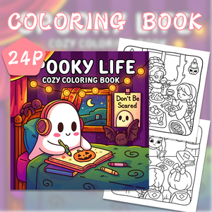 Spooky Life "Halloween Ghost Coloring Book, Adorable libro para colorear con personajes fantasmas para la alegría festiva - Product Image 2