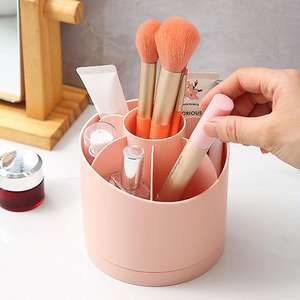 Porte-crayons rond en plastique de table, support de rangement rotatif portable pour pinceaux de maquillage et rouge à lèvres - Product Image 2