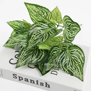 Hierba <span class=keywords><strong>Artificial</strong></span> de plástico para A-723, hojas verdes en maceta, hojas grandes, racimos de hojas artificiales - Product Image 4