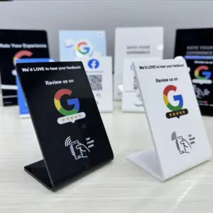 Customized Acrylic NFC Stand For Google Review Restaurant Menu Social Media Facebook Instagram Whatsapp