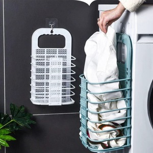 <b>Foldable</b> laundry <b>basket</b> for home use, bathroom laundry bin, wall-mounted. - Product Image 1