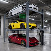 Lève-voitures à quatre poteaux en acier pour trois véhicules, capacité de charge de 5000 kg, idéal pour les garages.