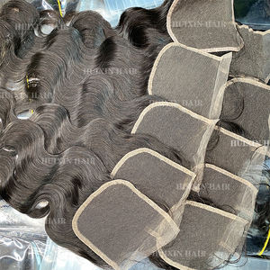 批发供应商柬埔寨印度巴西接发; 生vrigin人发丝滑直体波4x4高清蕾丝封口 - Product Image 2