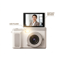Cámara Digital Portátil con Pantalla IPS Abatible de 2.4 Pulgadas para Vlogging, con Flash LED, Recargable Tipo C, Cámaras Digitales