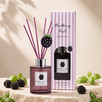 Arovi - Geurstokjescollectie met bramen en basilicum, 50ml 150ml 200ml, fruitgeur aroma diffuser met zakje en op maat gemaakte doos