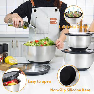 Bán Buôn Trong Kho Bộ 3 Thép Không Gỉ Nhà Bếp Salad Trộn Bát Với Nắp Trong Suốt - Product Image 4