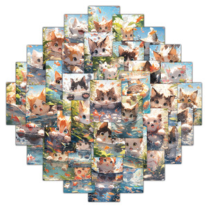 60 pegatinas de gatos nadando, bonitas, estéticas, divertidas y traviesas - Product Image 4