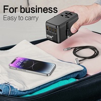 Adaptateur de chargeur de voyage Worldplug PD tous ports à charge rapide Adaptateur de prise de voyage universel avec câble rétractable
