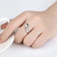 Bague double dauphin en métal doré à la mode bague d'index d'ouverture simple bague de style couple romantique