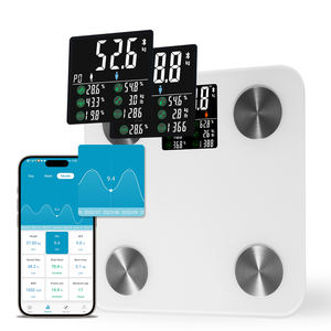 Bilancia pesapersone digitale intelligente con app mobile gratuita, wireless, in vetro temperato da 5 mm, portata 180 kg, per il bagno, con misurazione della composizione corporea. - Product Image 1