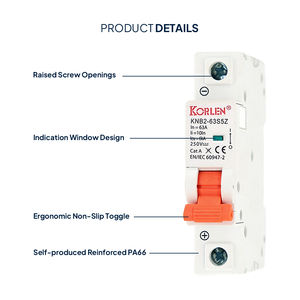 Interruptor Automático KORLEN 1P 32A-63A DC MCB 500V PA66 para Sistema Fotovoltaico, Curva C, Batería, IP20, 6kA, Montaje en Riel - Product Image 5