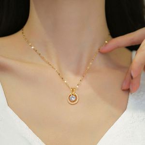 Collar de Acero Inoxidable con Circonita Elegante de Titanio, Cadena para Clavícula con Forma Redonda, Collar de Acero Inoxidable que No se Desvanece - Product Image 3