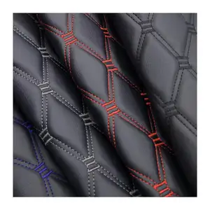 Cuir PVC à double ligne brodé classique, cuir artificiel imperméable résistant à l'abrasion pour housse de siège de voiture