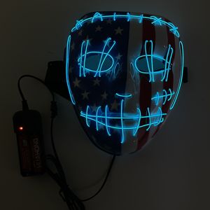 Indliontin hari 4 Juli LED Amerika Serikat bendera El kawat masker cahaya Masker mode untuk topeng Halloween pesta Festival - Product Image 4
