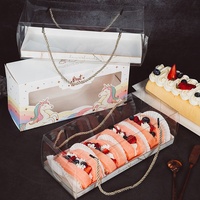 Scatole per dolci lunghe da Dessert con finestra scatola per dolci in plastica portatile Swiss Roll