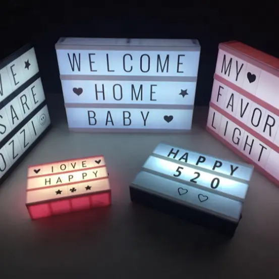 Boîte à lumière led de cinéma format A4, boîte à lumière avec piles et lettres pour décoration de la maison, DIY bricolage