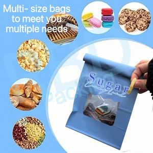 Empaquetado <span class=keywords><strong>de</strong></span> repostería azul personalizado, dulces y dulces, venta al por mayor, bolsas <span class=keywords><strong>de</strong></span> panadería con logotipo, ventana, bolsa <span class=keywords><strong>de</strong></span> papel, barra <span class=keywords><strong>de</strong></span> dulces, regalo, palomitas <span class=keywords><strong>de</strong></span> azúcar - Product Image 2