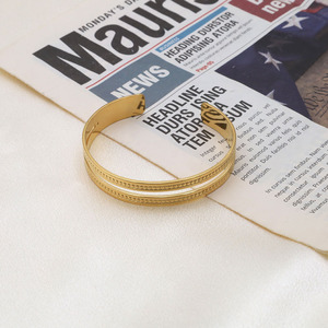 Geometric Gold Open Bracelet Double Ring Design Women's Jewelry Gift - Product Image 2