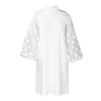 Robe Streetwear Ample à Panneaux en Maille pour Femme, Blanc et Vert, Disponible en Plusieurs Tailles pour Fêtes et Vente en Gros