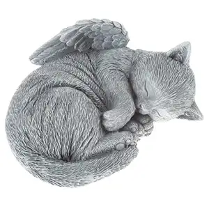 Anjo Gato Adormecido Resina Artesanato Jardim Quintal Ornamento Gato Estátua Home Decor Presente Presente