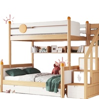 Hot Seller Lit double en caoutchouc en bois massif Lit superposé haut bas Caractéristiques multifonctionnelles Dortoir adulte Lit pour enfants