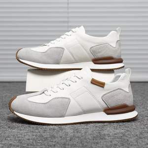 Chaussures de marche polyvalentes pour hommes, décontractées, antidérapantes, résistantes à l'usure, respirantes, légères, en cuir et daim, style patchwork, tendance - Product Image 6